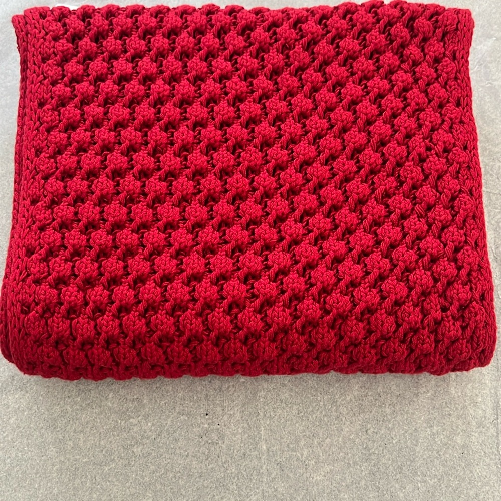 DILLARDS RED CROCHET SCARF